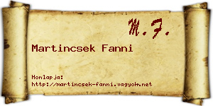 Martincsek Fanni névjegykártya